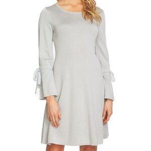 CeCe Tie Sleeve Sweater Dress Grey Heather L